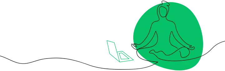 Online financial CPD on laptop Woman learning financial CPD on a laptop in a calm yoga pose